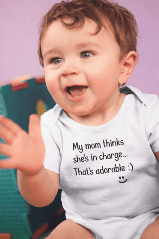 My mom thinks she's in charge shirt, funny kids t-shirt, cute toddler humor tee, adorable kids' graphic tee, playful kid's quote shirt.