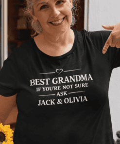 Best grandma T-shirt with personalized text for family gifting, funny grandma humor, and special occasion wear.