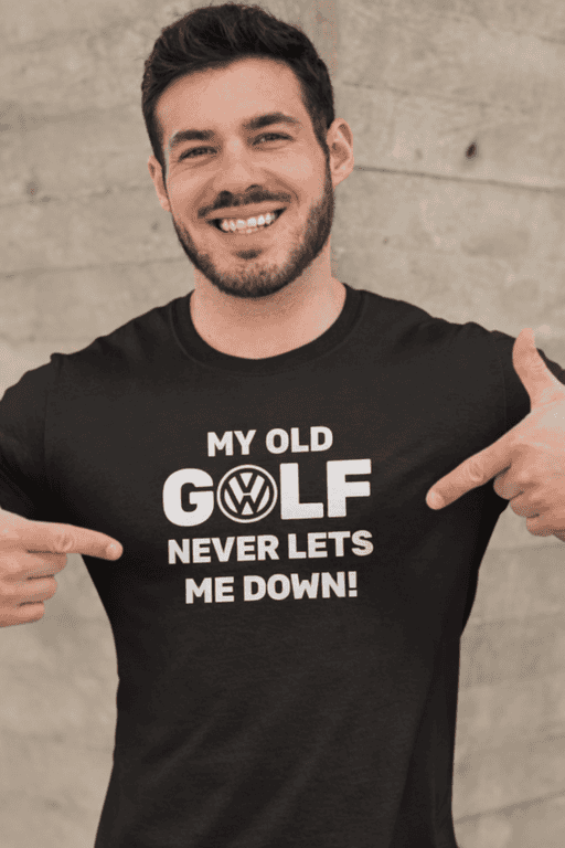 Golf humor t-shirt, men's casual graphic tee, funny golf lover gift, VW golf shirt, sporty casual wear.