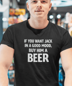 Funny men's t-shirt with beer quote, casual wear for beer enthusiasts.