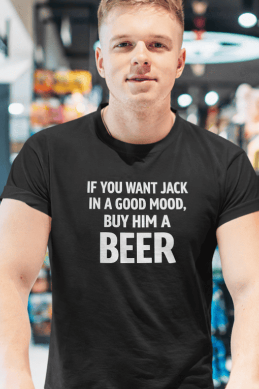 Funny men's t-shirt with beer quote, casual wear for beer enthusiasts.
