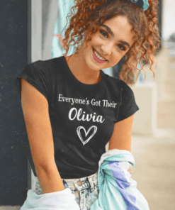 Cute personalized Olivia T-shirt for women, perfect for casual outings and stylish comfort.