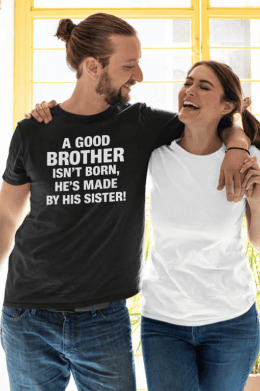Brother sister matching t-shirt, funny sibling gift idea, casual family apparel, T-shirtplease.com.