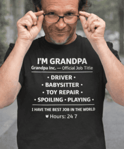 Grandpa T-shirt for men with humorous job title design, perfect for grandfathers with playful personalities.