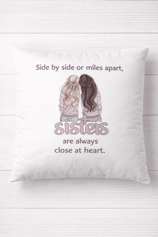 Best friend sister sister quote pillow, sibling love quote, sisterly bond home decor.