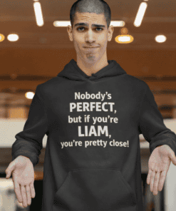 1. Funny hoodie with Liam joke, perfect for casual wear.