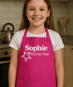 Sophie Kitchen Star personalized apron, kids chef outfit, kids cooking apron, fun kitchen accessories.