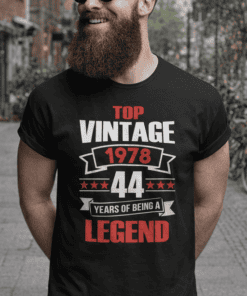 Vintage 1978 birthday t-shirt for men, 44th birthday gift idea, retro graphic tee for legends.