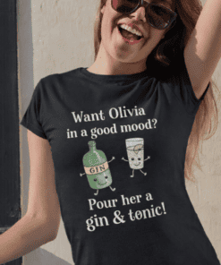Cute gin and tonic humor T-shirt for cocktail lovers, perfect for casual wear or drinking parties.