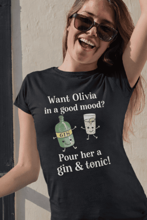Cute gin and tonic humor T-shirt for cocktail lovers, perfect for casual wear or drinking parties.