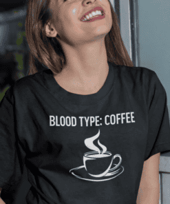 Coffee lover T-shirt, humorous graphic tee for men and women, perfect casual wear for coffee enthusiasts.