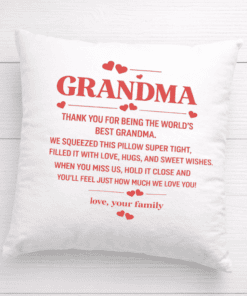 1. Personalized grandma pillow gift with loving message for grandmother.