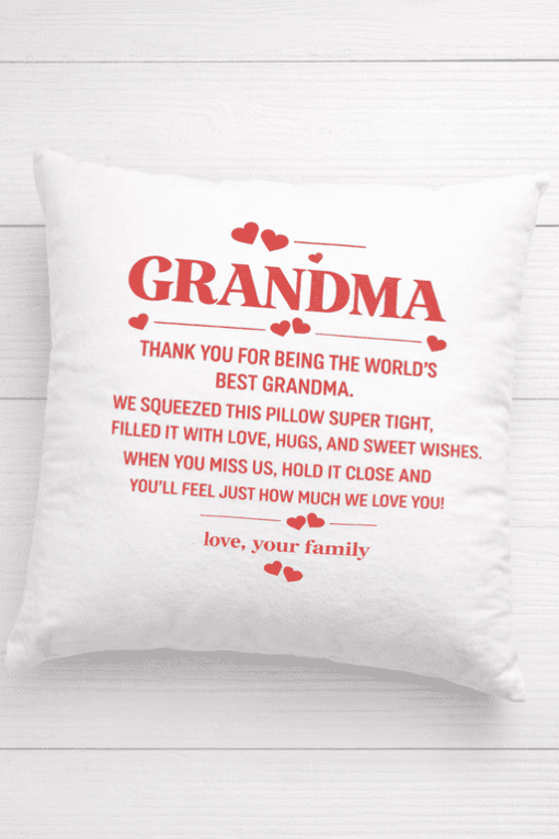 1. Personalized grandma pillow gift with loving message for grandmother.