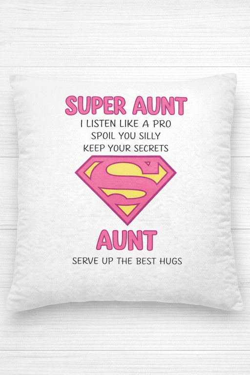 Super Aunt T-shirt with Superman logo and heartfelt message for aunt appreciation.