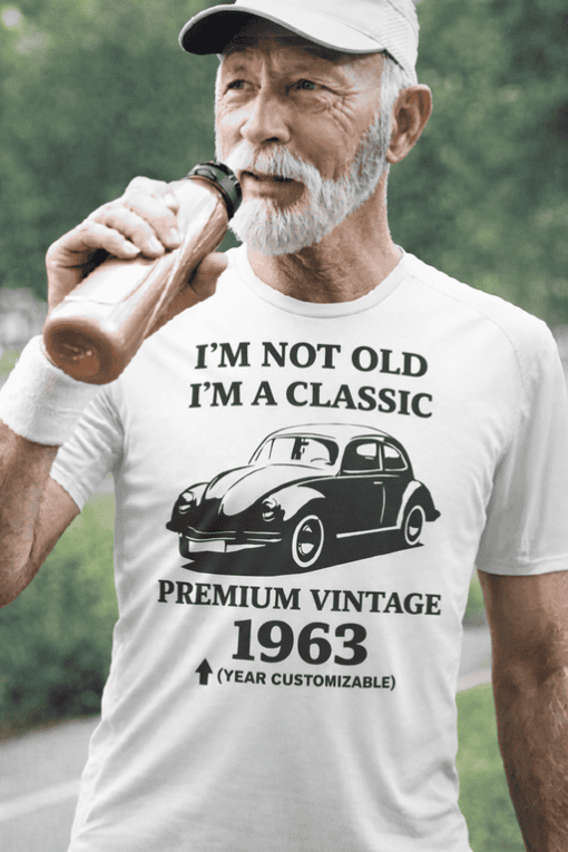 Vintage car giveaway t-shirt for classic car enthusiasts, perfect for retro style lovers.