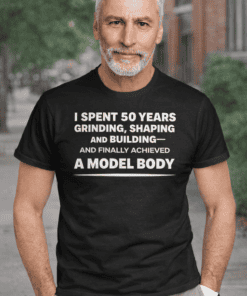 1. Funny men's t-shirt with birthday message for model body enthusiasts.