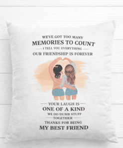 Loyalty friendship pillow with girl illustration, perfect gift for best friends.
