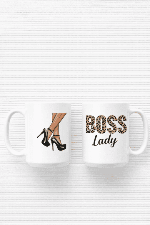 High heel shoe illustration mug for women empowerment and fashion lovers.