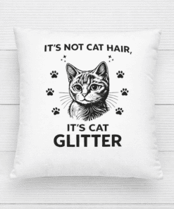 1. Cute cat pillow with humorous text and paw print design, perfect for cat lovers.