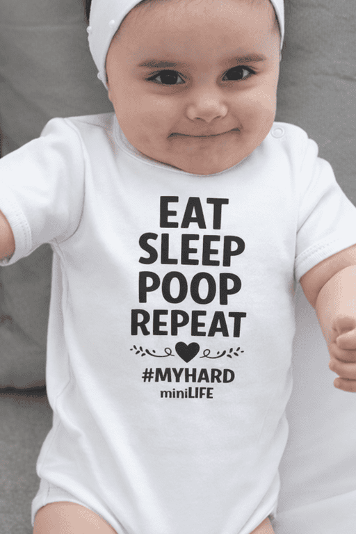 Eat Sleep Poop Repeat baby onesie, funny toddler t-shirt, baby humor apparel for parents, adorable kids clothing.