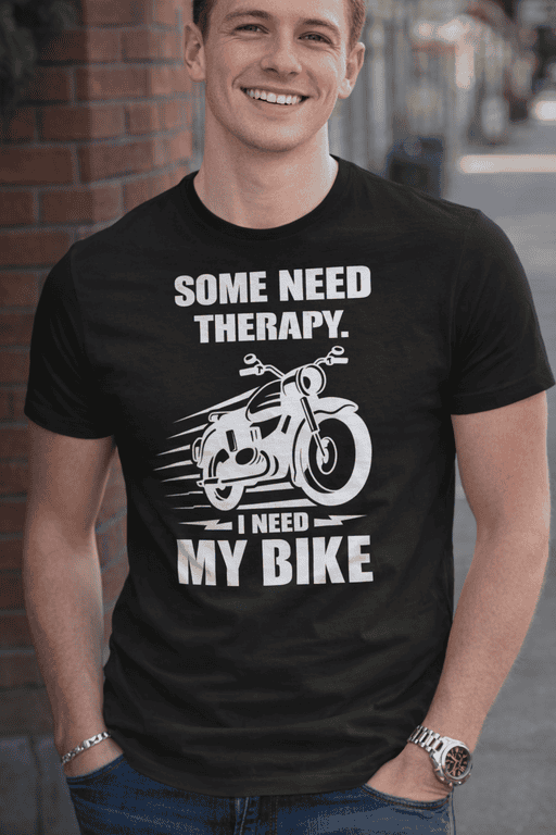 Bike therapy t-shirt, motorcycle humor tee, men's funny biker shirt, motorcycle lover gift.