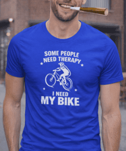 Bike therapy T-shirt for cycling enthusiasts, funny gift for bikers, casual wear for men and women.