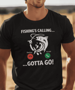 Fishing-themed T-shirt with humorous design, perfect for anglers and outdoor enthusiasts.