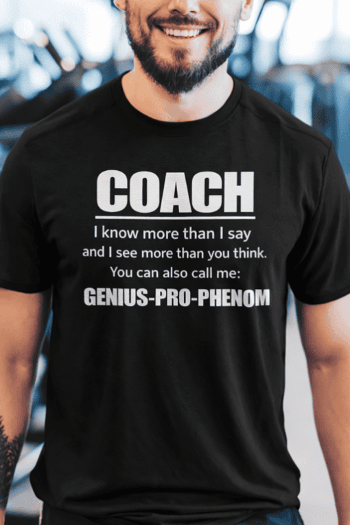 Motivational coach t-shirt for trainers and sports enthusiasts, perfect gym apparel for fitness lovers, stylish activewear for men.