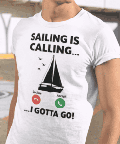 Sailing boat graphic t-shirt with nautical humor for men, perfect for boating and sailing enthusiasts.