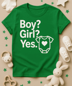 Baby gender reveal t-shirt for boy or girl, cute gender confirmation shirt for expecting parents.