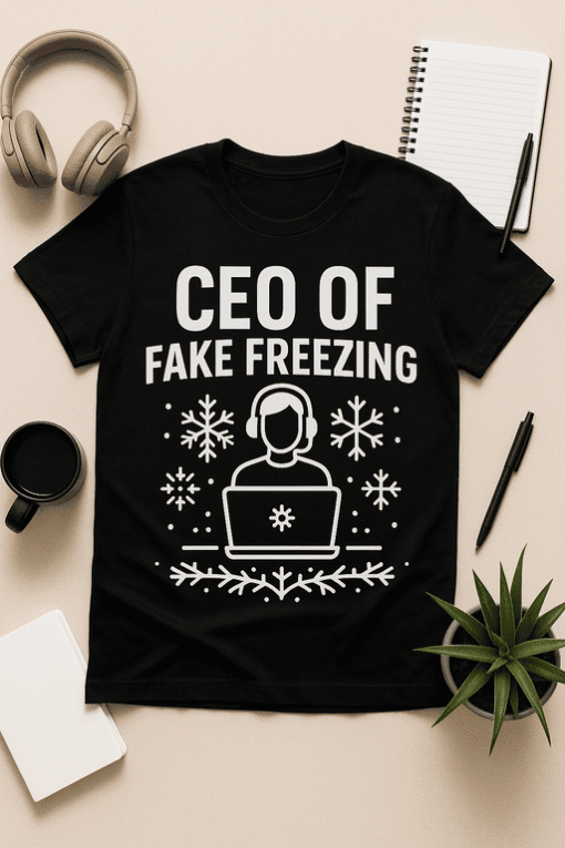 CEO of fake freezing T-shirt design for winter humor and chill vibes. Perfect for cold days and cold personalities.