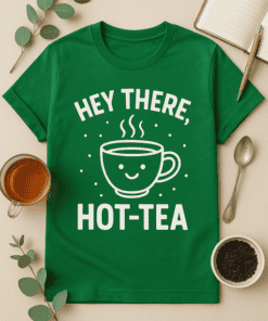 Warm coffee t-shirt with cute hot tea design for casual wear and cozy style. Perfect for tea lovers and coffee fans.