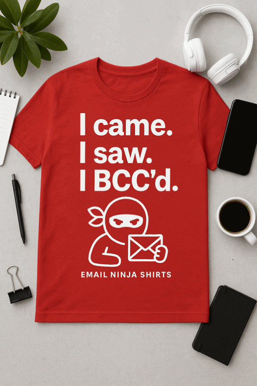 Email ninja t-shirt with bold text and ninja graphic, perfect for tech and email enthusiasts.