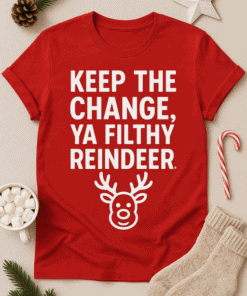 1. Festive holiday T-shirt with reindeer quote, Christmas, and seasonal design.