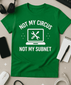 Funny tech humor t-shirt for programmers and IT enthusiasts featuring a witty laptop screen design. Ideal for casual wear and tech events.