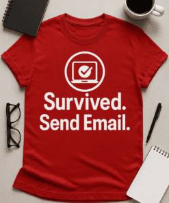 Computer checkmark icon t-shirt, funny email sent joke, casual casualwear for office humor, geeky tee shirt design, gift idea for tech lovers.