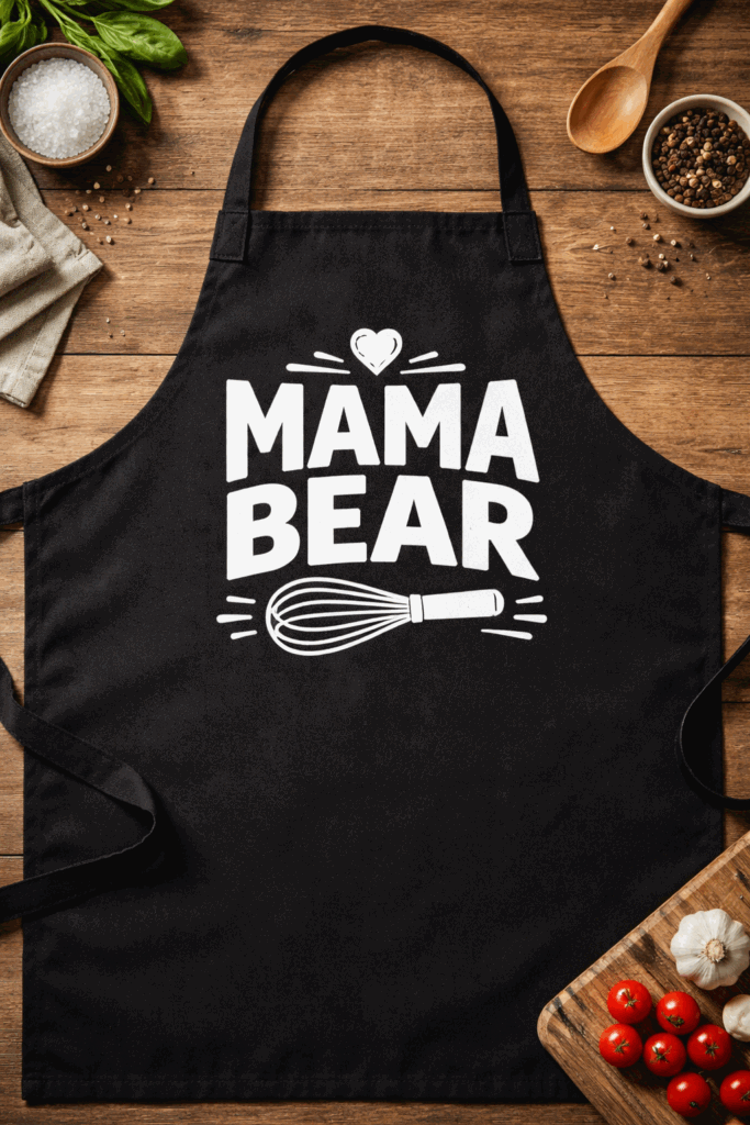 Apron for moms with the slogan Mama Bear