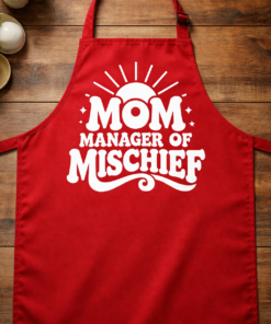 Apron for moms with the slogan Mom Manager of Mischief