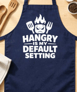 Apron for sarcastic people with the slogan Hangry Is My Default Setting