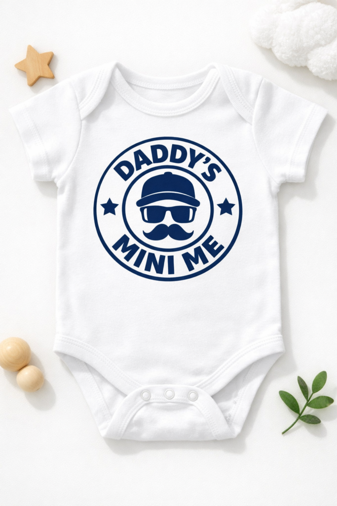 Baby Bodysuit for dads with the slogan Daddy's Mini Me