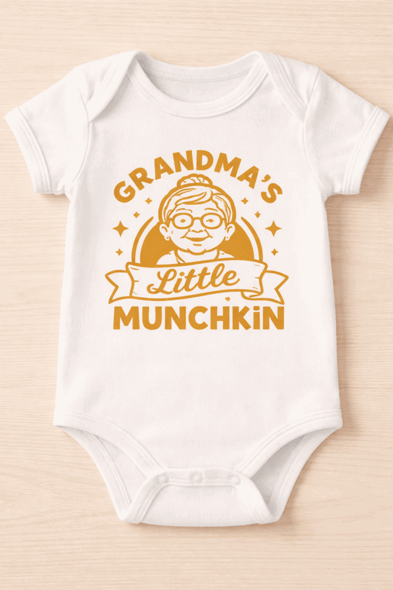 Baby Bodysuit for grandmas with the slogan Grandma's Little Munchkin