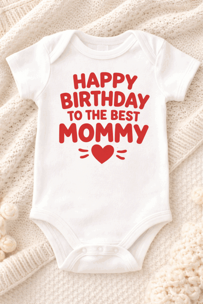 Baby Bodysuit for moms with the slogan Happy Birthday To The Best Mommy