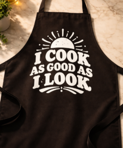 Funny apron with the slogan I Cook As Good As I Look