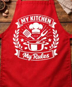 Funny apron with the slogan My Kitchen My Rules