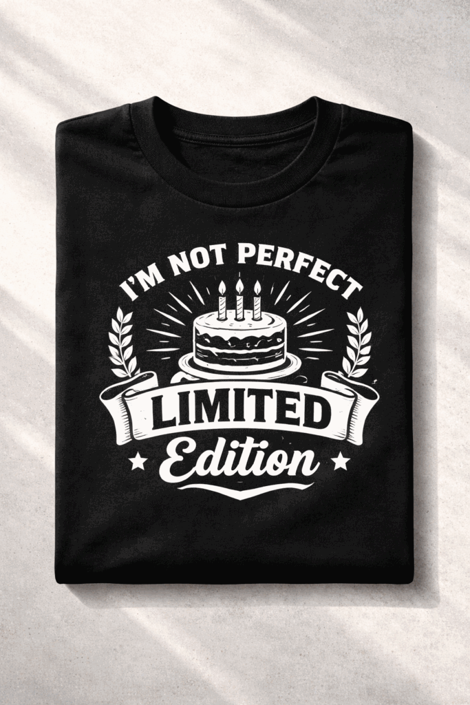 Funny birthday t-shirt with the slogan I'm Not Perfect I'm Limited Edition