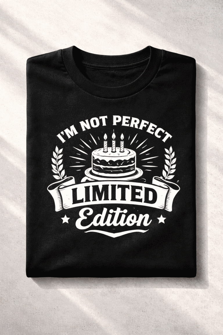 Funny birthday t-shirt with the slogan I'm Not Perfect I'm Limited Edition