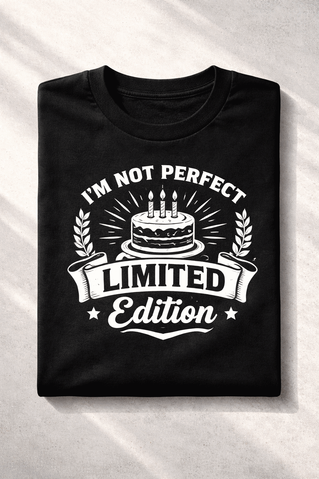 Funny birthday t-shirt with the slogan I'm Not Perfect I'm Limited Edition