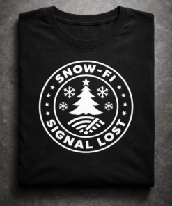 Funny Christmas t-shirt with the slogan Snow-Fi Signal Lost
