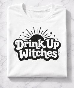 Funny Halloween t-shirt with the slogan Drink Up Witches
