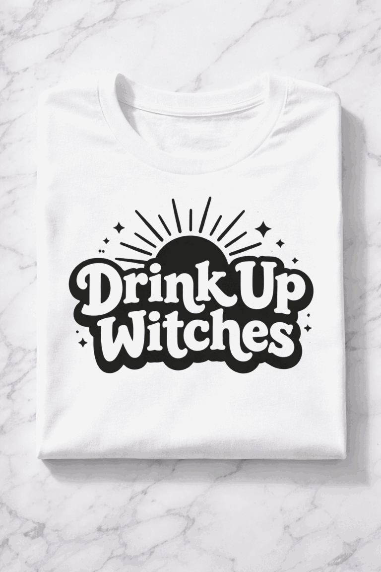 Funny Halloween t-shirt with the slogan Drink Up Witches